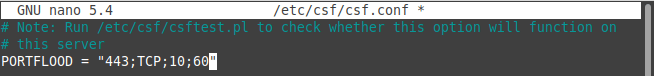 csf firewall PORTFLOOD settings